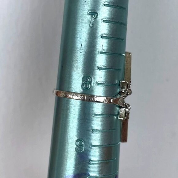 Silver Tone Celestial Star Ring Petite Rhinestones Size 8.25 Spacecore Whimsy - Picture 5 of 6